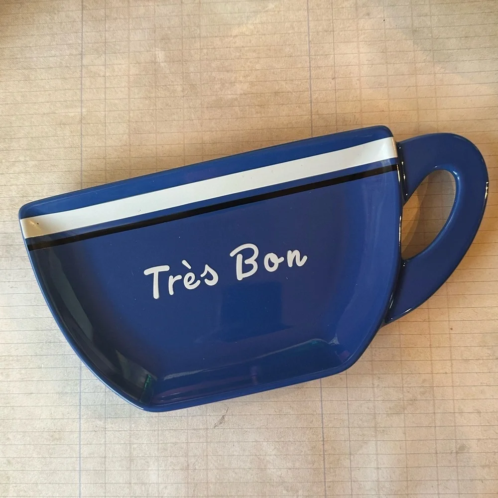 Sur La Table Blue 'Très Bon' Mug Shaped Plate